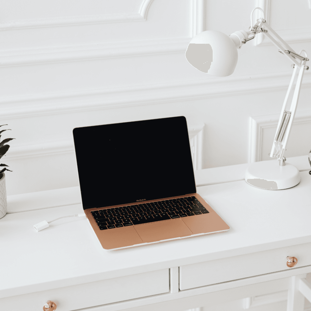 Laptop for a Virtual Assistant in home office.