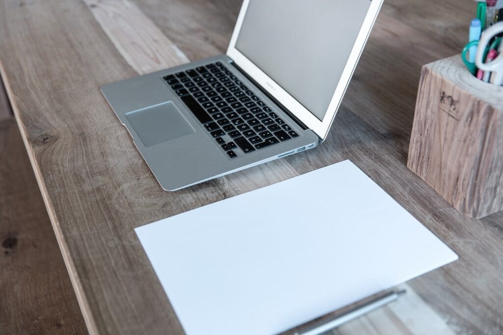 home office, laptop, notebook - blog writing